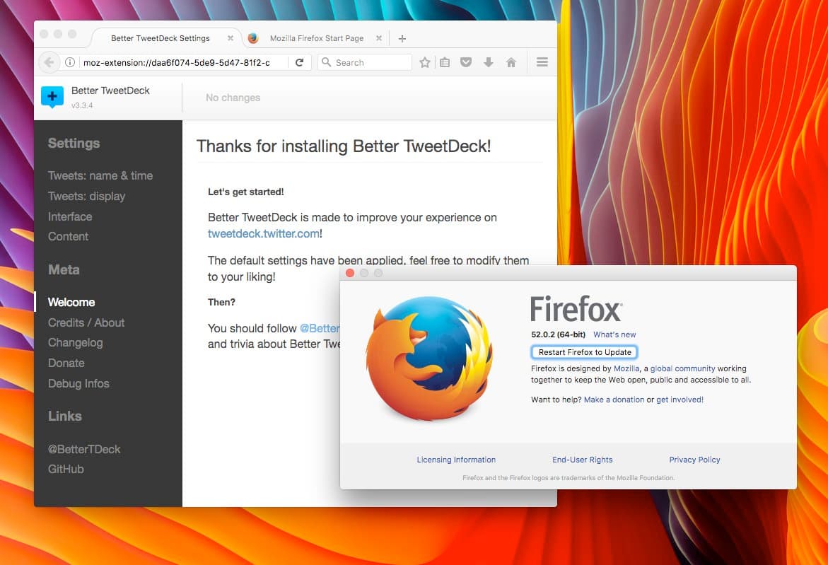 Better TweetDeck 3.3.4 running on Firefox 52