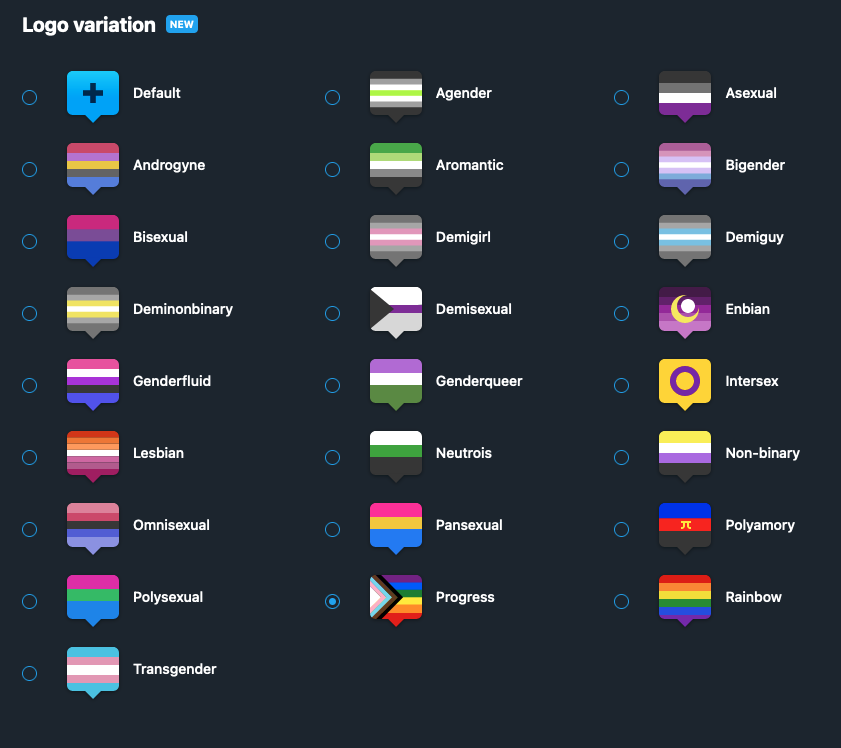 The list of different logos that the user could choose from in Better TweetDeck 4.2.0